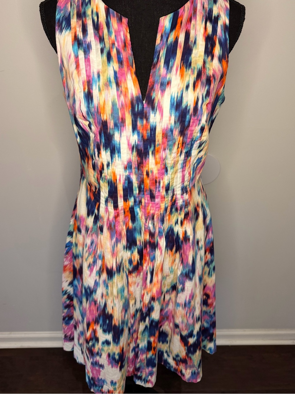 NYDJ Lana Ikat Multicolored Print Fit & Flare Dress Women’s Size 6